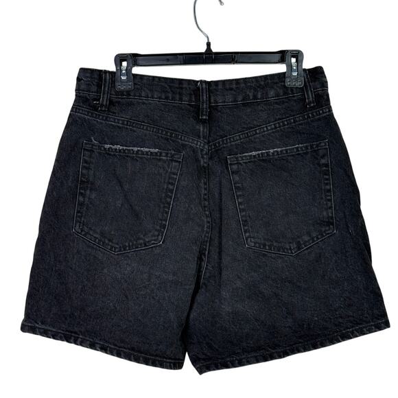 Zara High Waisted Loose Fit Classic Cotton Denim Jean Shorts 10 Black #3805 - Picture 14 of 15